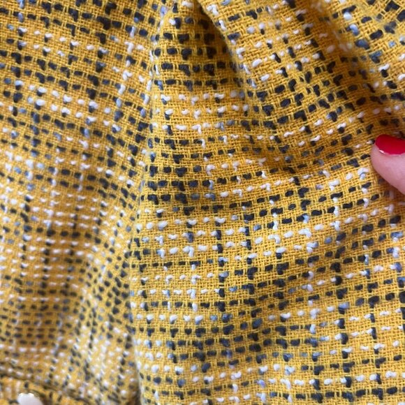 Yellow Boucle Puff Sleeve Jacket With‎ Button Front & White - Size 6 - Picture 2 of 7